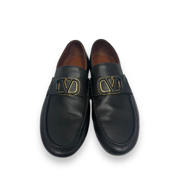 VALENTINO Black Calfskin Leather V Logo Slip-On Loafers Shoes Size 41.5 US 11.5 main image 4